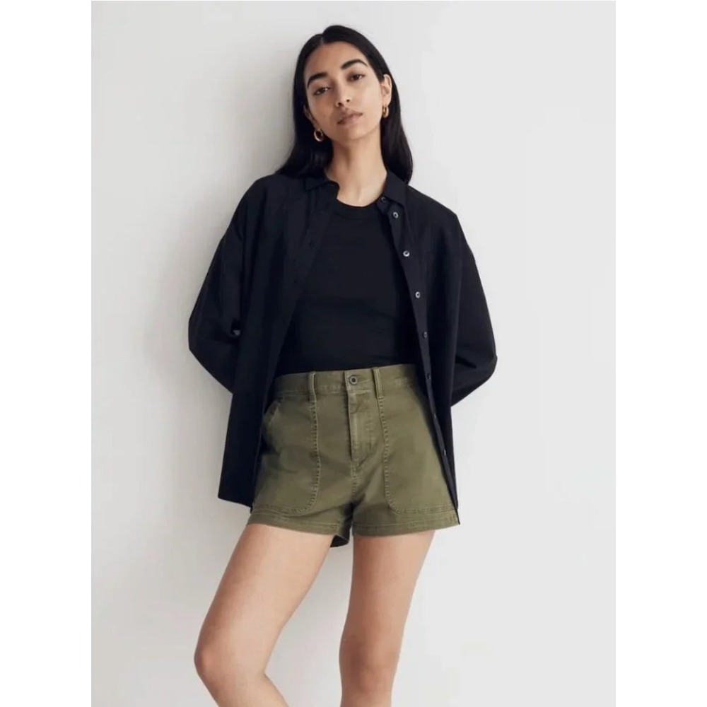 Madewell Perfect Vintage Fatigue High-Rise Shorts Desert Olive Utility Sz 26